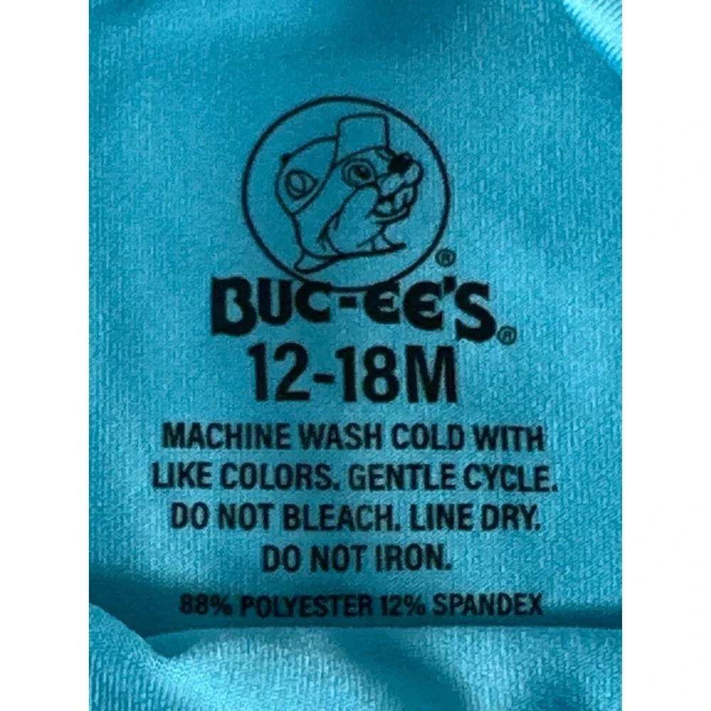 Buc-ees‎ Baby Rash Guard Long Sleeve Swim Shirt Blue Beaver Logo 12-18M